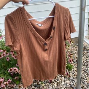 American Eagle Rust Orange Crop Top with Button Detail, Size XL